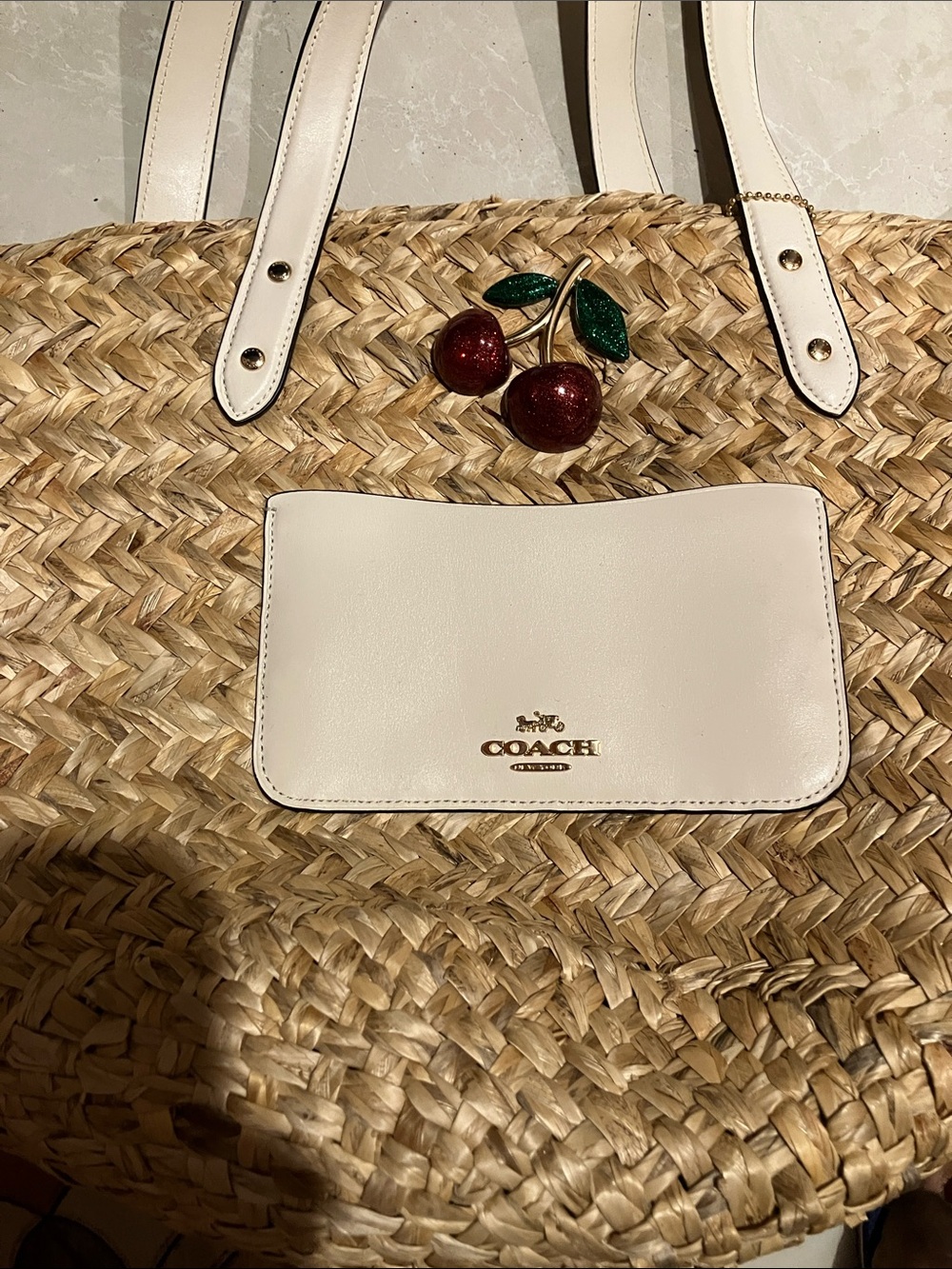 COACH Straw Tote Chic Summer Shoulder Bag - Picture 2 of 8